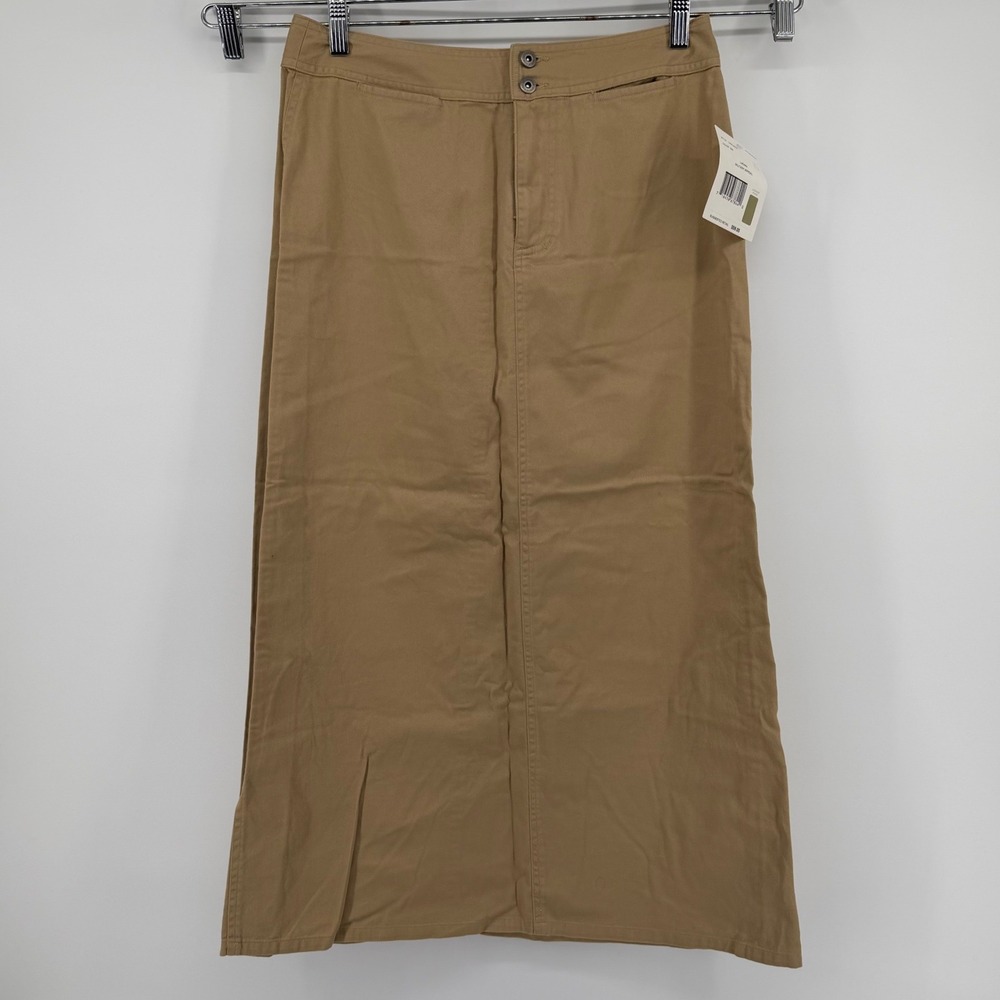 Liz Claiborne Lizwear Jeans Military Appeal Maxi Skirt Tan‎ Women's Size 10